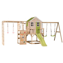 Carregar imagem no visualizador da galeria, Parque infantil para jardín My Lodge con columpio doble, tobogán y gimnasio
