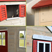 Cargar imagen en el visor de la galería, Casa infantil para jardín My Lodge con columpio doble y tobogán
