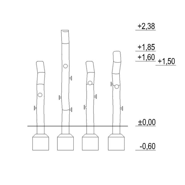 Palos De Escalada De Robinia Uso Público