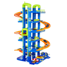 Load image into Gallery viewer, 6-storey toy car park blue + 5 cars
