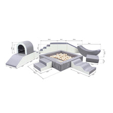 Cargar imagen en el visor de la galería, Parque infantil de bloques de espuma con piscina de bolas - Iglu Party Gris
