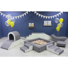 Cargar imagen en el visor de la galería, Parque infantil de bloques de espuma con piscina de bolas - Iglu Party Gris
