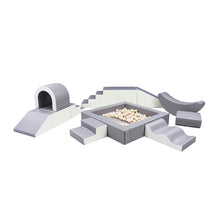 Cargar imagen en el visor de la galería, Parque infantil de bloques de espuma con piscina de bolas - Iglu Party Gris
