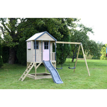 Cargar imagen en el visor de la galería, Parque Infantil de Madera Adventure Cottage con Casita, Tobogán y Doble Columpio
