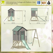 Load image into Gallery viewer, Wooden Adventure Cottage Playground with Platform, Slide, and Swing
