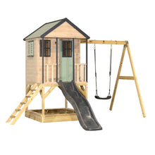 Load image into Gallery viewer, Wooden Adventure Cottage Playground with Platform, Slide, and Swing
