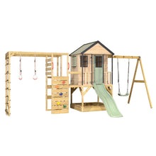 Carregar imatge al visor de la galeria, Parc Infantil de Fusta Adventure Cottage amb Tobogan, Gronxador i Gimnàs
