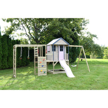 Carregar imatge al visor de la galeria, Parc Infantil de Fusta Adventure Cottage amb Tobogan, Gronxador i Gimnàs
