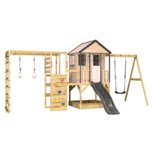 Carregar imatge al visor de la galeria, Parc Infantil de Fusta Adventure Cottage amb Tobogan, Gronxador i Gimnàs

