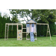 Carregar imatge al visor de la galeria, Parc Infantil de Fusta Adventure Cottage amb Tobogan, Gronxador i Gimnàs
