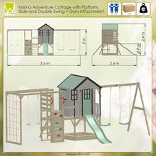 Load image into Gallery viewer, Adventure Cottage Wooden Playground with Slide, Double Swing, and Gym
