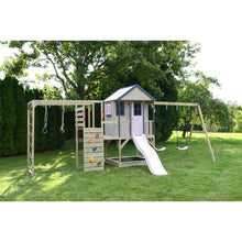 Load image into Gallery viewer, Adventure Cottage Wooden Playground with Slide, Double Swing, and Gym
