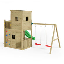 Load image into Gallery viewer, Parque Infantil Fungoo Lofter 2 columpios con tobogán Verde
