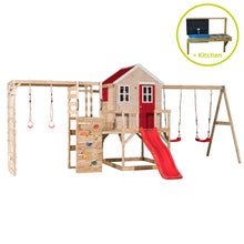 Load image into Gallery viewer, Garden Playground - My Lodge with double swing, slide, gym and kitchen
