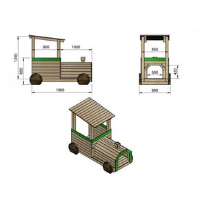 Parc Infantil TREN PINXO: Locomotora + 2 vagons Ús Públic