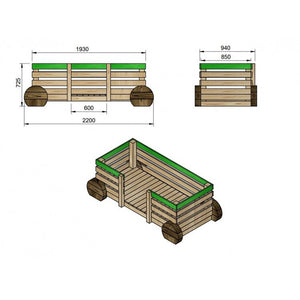 Parc Infantil TREN PINXO: Locomotora + 2 vagons Ús Públic
