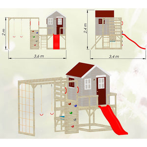 Parc infantil per a jardí My Lodge amb tobogan, gimnàs i cuina