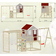 Load image into Gallery viewer, Wooden Playhouse - My Lodge with swing, gym and kitchen
