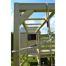 Load image into Gallery viewer, Wooden Playhouse - My Lodge with swing, gym and kitchen
