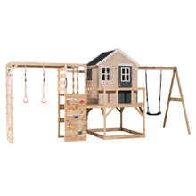 Load image into Gallery viewer, Wooden Playhouse - My Lodge with swing and gym

