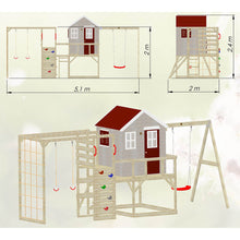 Load image into Gallery viewer, Wooden Playhouse - My Lodge with swing and gym
