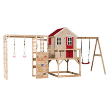 Load image into Gallery viewer, Wooden Playhouse - My Lodge with swing and gym
