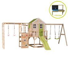 Load image into Gallery viewer, Garden Playground - My Lodge with double swing, slide, gym and kitchen
