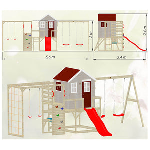 Garden Playground - My Lodge with double swing, slide, gym and kitchen