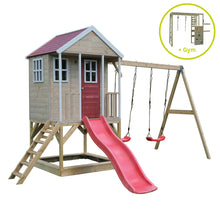 Load image into Gallery viewer, Garden Playground - Nordic Adventure House with double swing, slide and gym
