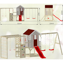 Load image into Gallery viewer, Garden Playground - Nordic Adventure House with double swing, slide and gym
