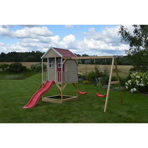 Garden Playground - Nordic Adventure House with double swing, slide and gym