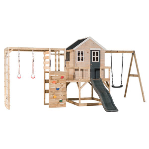 Parc infantil per a jardí My Lodge amb gronxador, tobogan i gimnàs