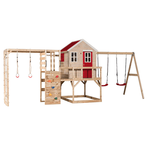 Parc infantil per a jardí My Lodge amb gronxador doble i gimnàs