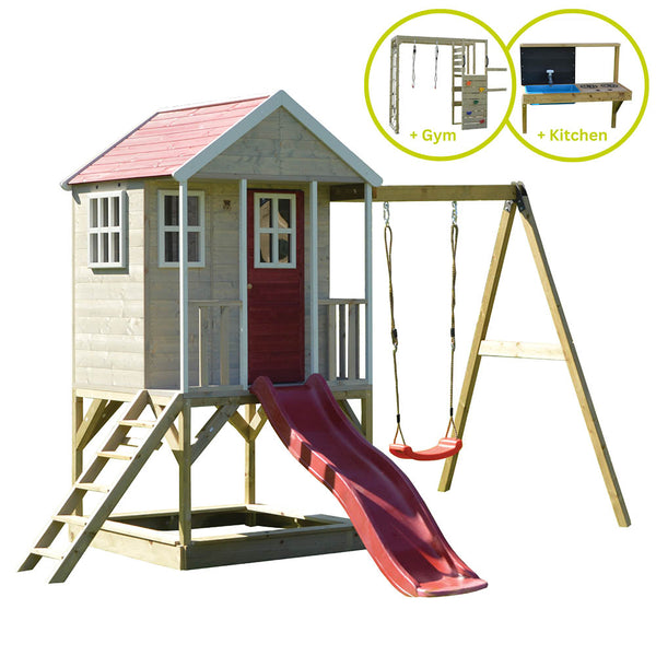 Parc Infantil per a Jardí Nordic Adventure House amb Gronxador, Tobogan, Gimnàs i Cuina