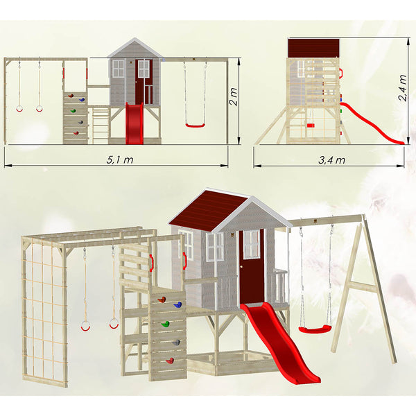 Parc Infantil per a Jardí Nordic Adventure House amb Gronxador, Tobogan i Gimnàs