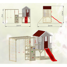 Load image into Gallery viewer, Wooden Playhouse - Nordic Adventure with Slide and Gym
