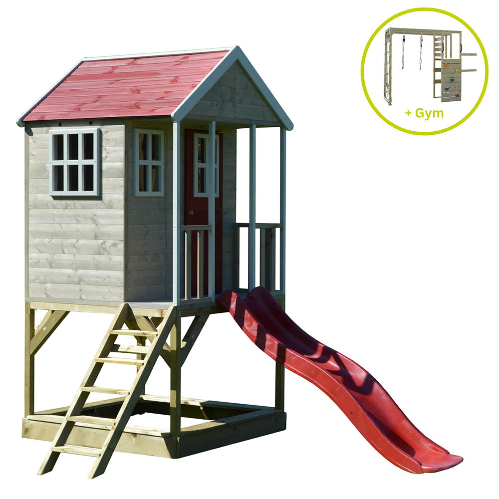 Wooden Playhouse - Nordic Adventure with Slide and Gym