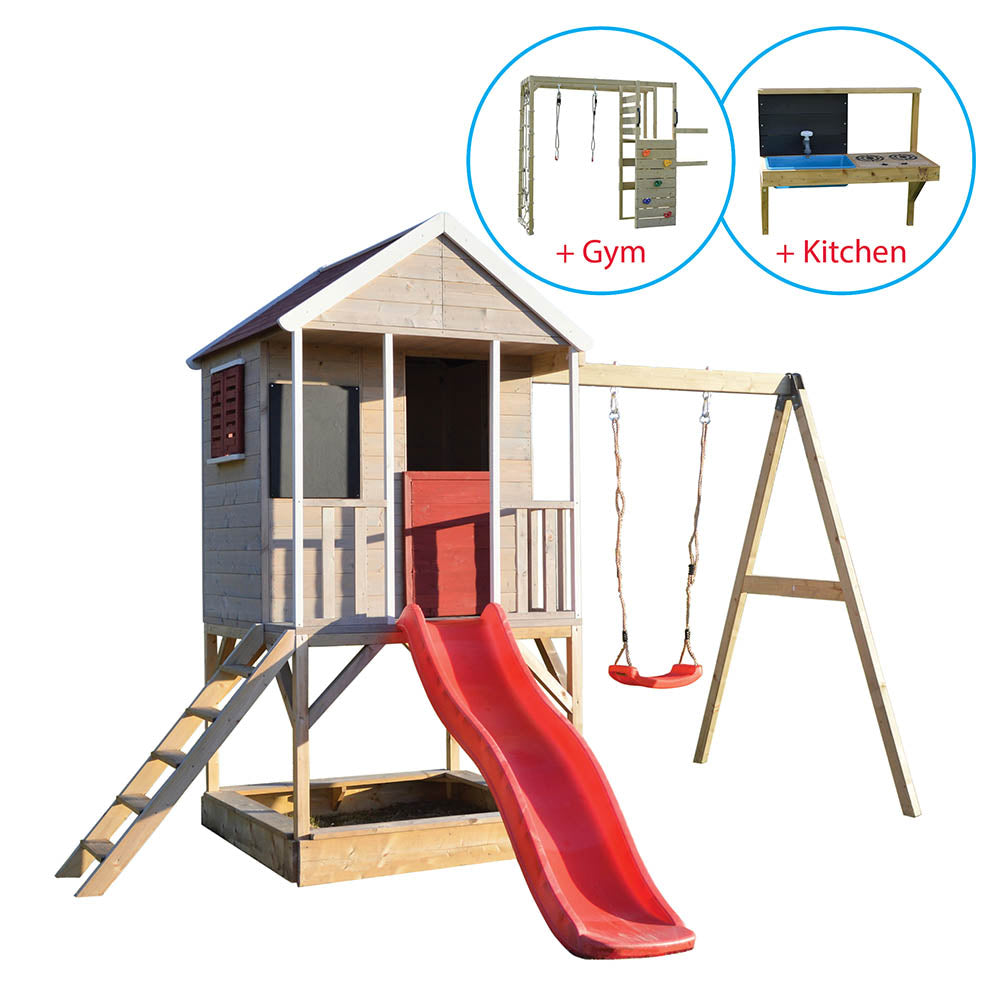 Parc Infantil per a Jardí Summer Adventure House amb Tobogan, Gronxador, Gimnàs i Cuina