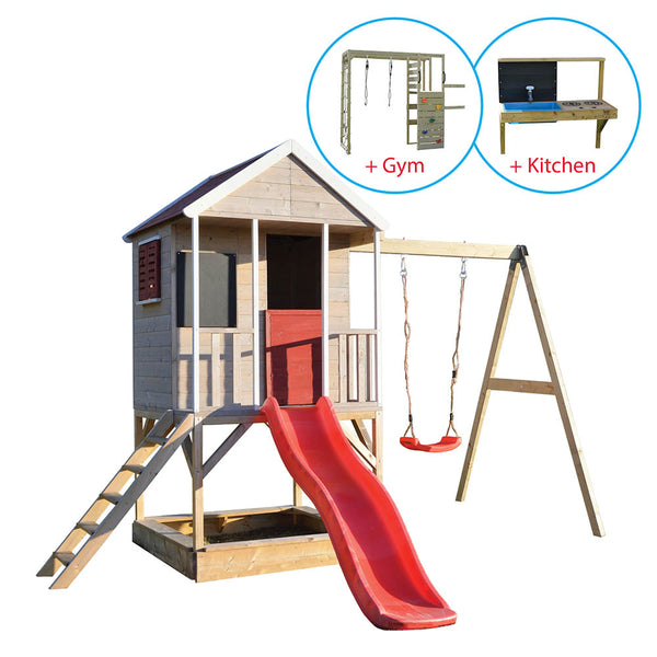 Parc Infantil per a Jardí Summer Adventure House amb Tobogan, Gronxador, Gimnàs i Cuina