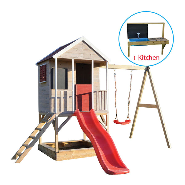 Parc Infantil per a Jardí Summer Adventure House amb Tobogan, Gronxador i Cuina