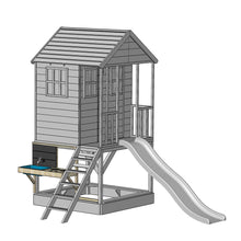 Carregar imatge al visor de la galeria, Parc Infantil per a Jardí Summer Adventure House amb Tobogan, Gronxador i Cuina
