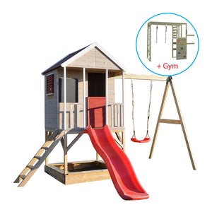 Parc infantil per a Jardí Summer Adventure House amb Tobogan, Gronxador i Gimnàs