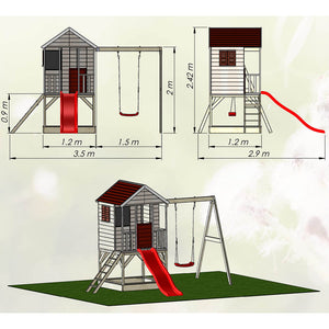 Parc Infantil per a Jardí Summer Adventure House amb Tobogan i Gronxador