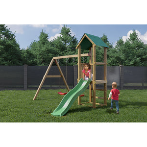 Lucas playset with tower, slide and two swings