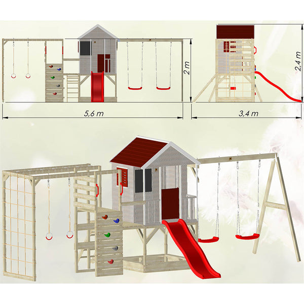 Garden Playground - Summer Adventure with Double Swing, Slide and Gym