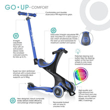 Cargar imagen en el visor de la galería, Patinete con asiento 3 en 1 Go Up Comfort - Azul marino
