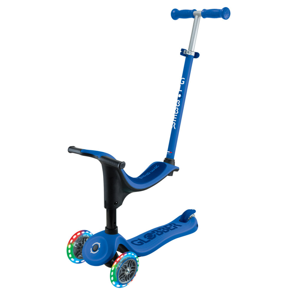 Patinete 3 en 1 con asiento con luces V2 Azul Juego y Jardin