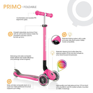 Patinete Primo Plegable a tres ruedas - Rosa