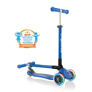 Primo Foldable Scooter with Lights on three wheels - Blue