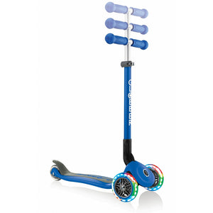 Primo Foldable Scooter with Lights on three wheels - Blue